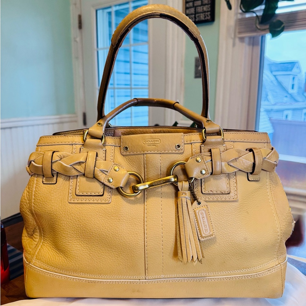 Coach Beige Butter Yellow Leather Satchel Hamptons